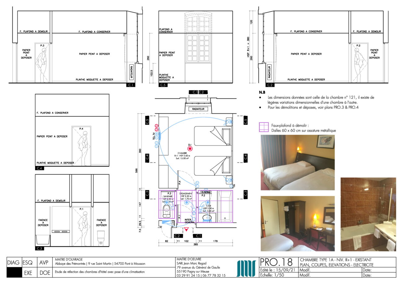 PAM – Abbaye des prémontrés – Réfection des décors des chambres d’hôtel